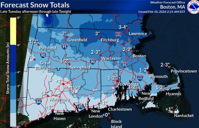 Snow likely later Tuesday, extreme cold to ease