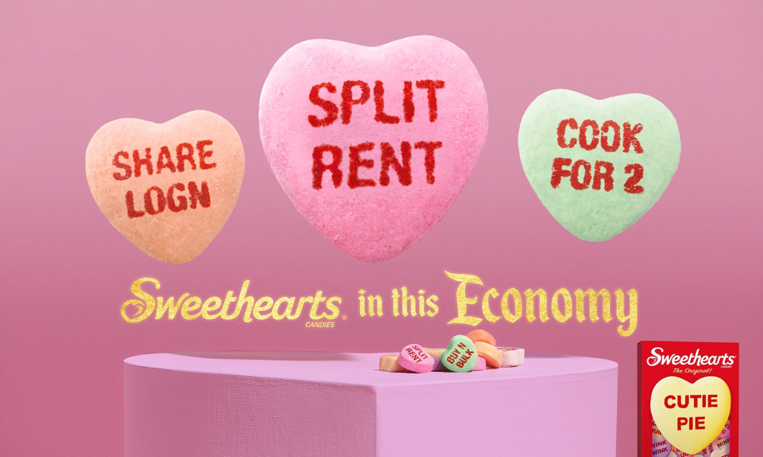 'SPLIT RENT,' 'SHARE LOGN': Even Conversation Hearts Are Calling Us Broke