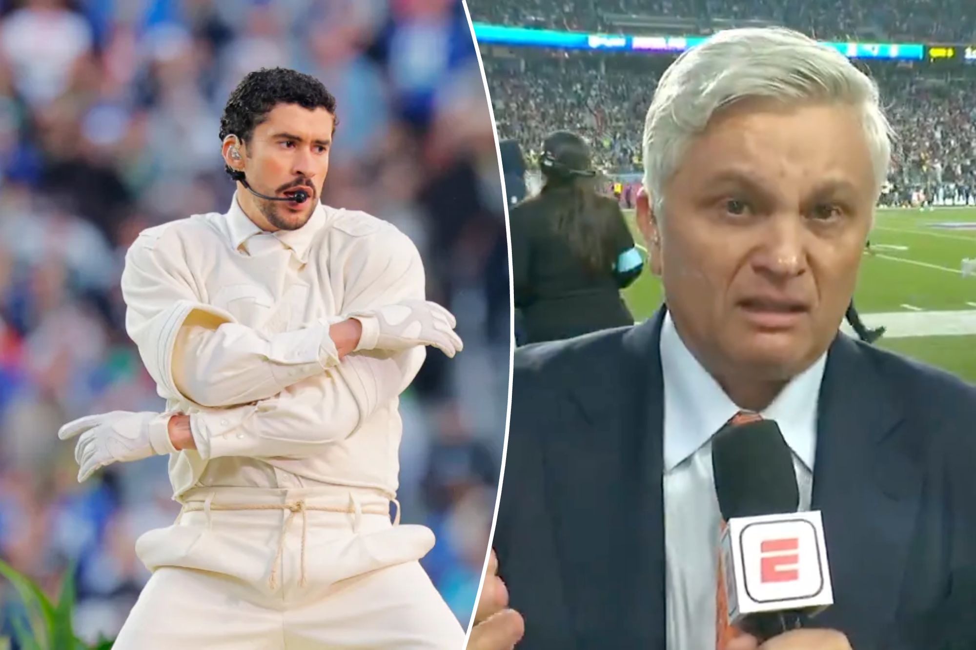 ESPN’s John Sutcliffe in tears on air after Bad Bunny’s Super Bowl ...