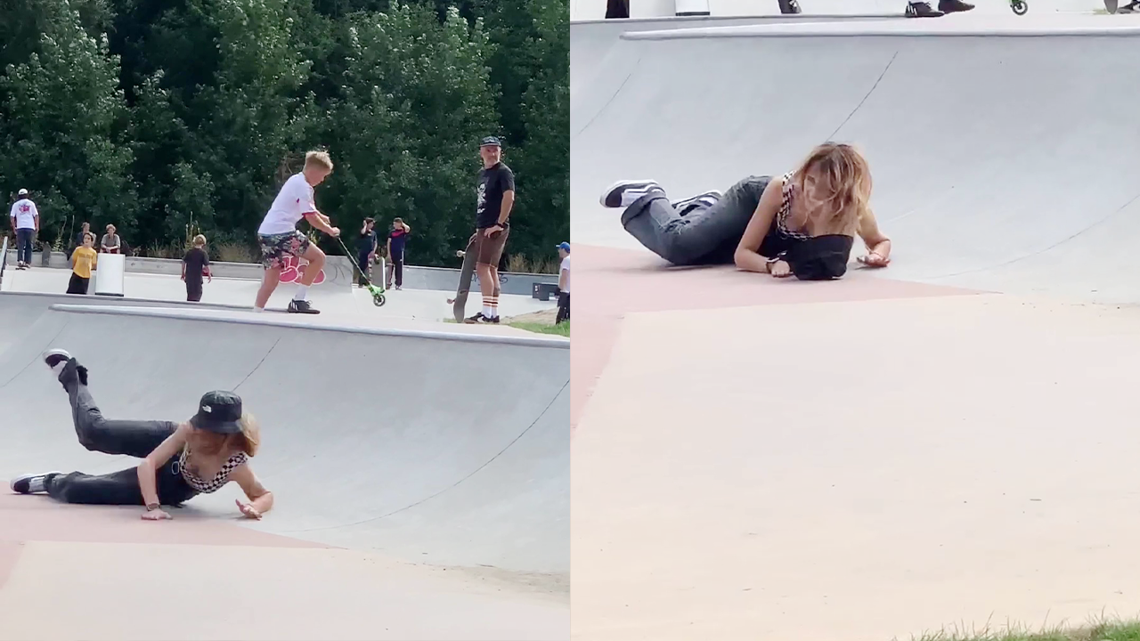 'Kissing the concrete like a pro' - Skater girl gets dropped while ...