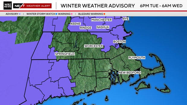 Plowable snow in forecast Tuesday for Massachusetts. Maps show timing ...