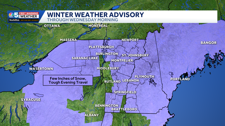 Winter alerts issued as snow arrives Tuesday in Vermont, New York