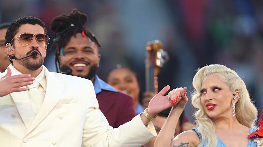 Lady Gaga surprises Super Bowl crowd during Bad Bunny's halftime show