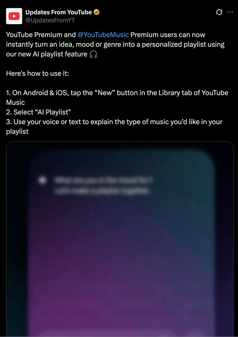 Google launches YouTube Music AI feature that can create playlist based ...