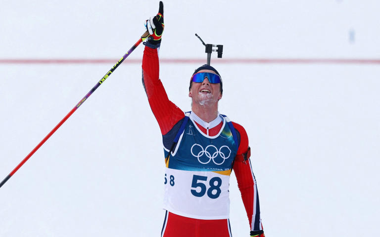 Johan-Olav Botn had ‘good friend’ Sivert Guttorm Bakken on his mind as he crossed the finish line on Tuesday - Matthew Childs/Reuters