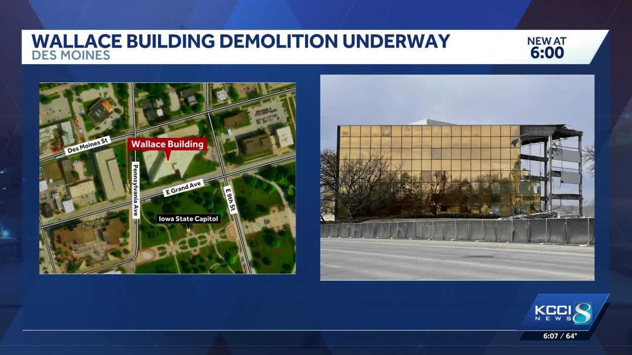 Wallace Building demolition continues in Des Moines