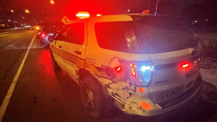 Illinois State Police hunt for driver after squad car crash