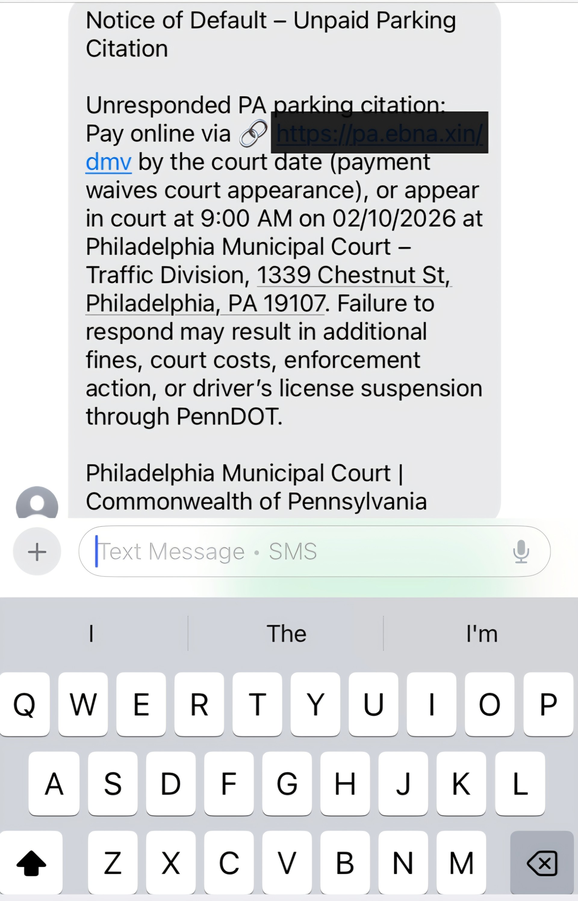 Philly courts issue fraud warning over text message scam