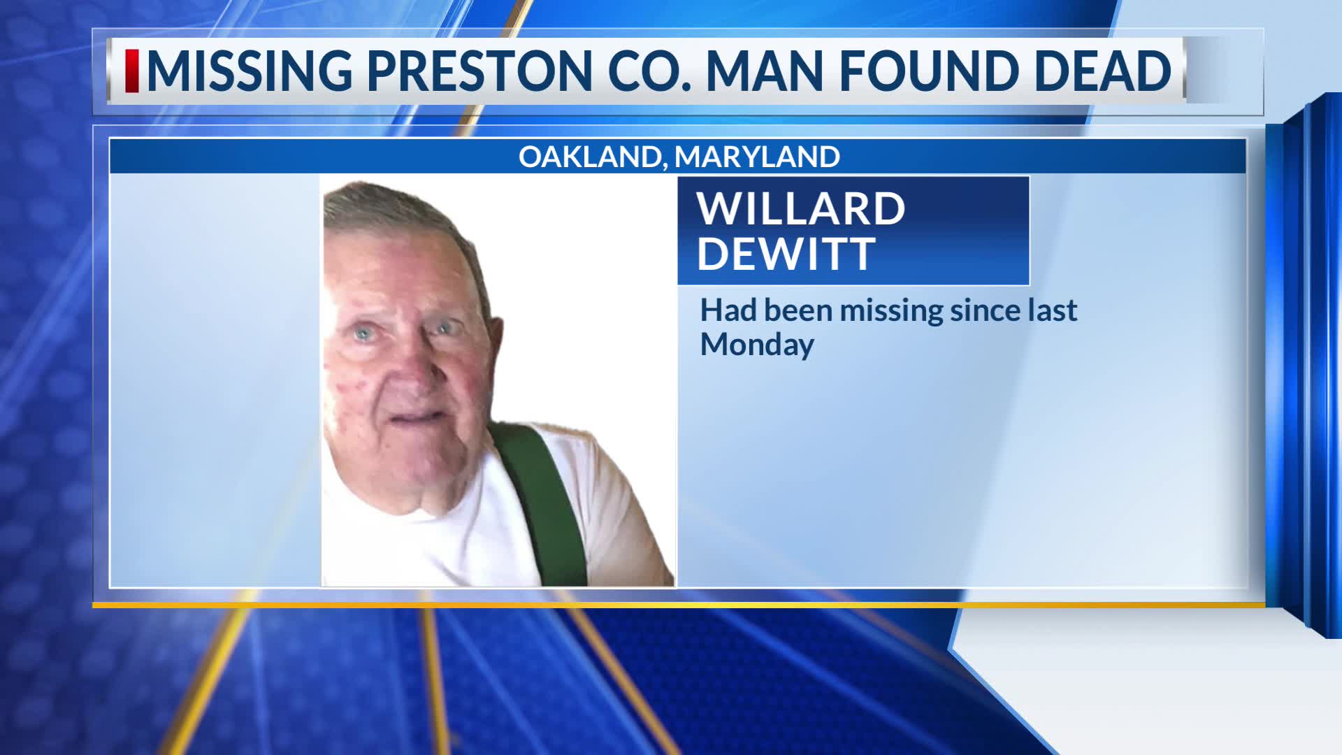 Missing Preston County man found dead in Maryland