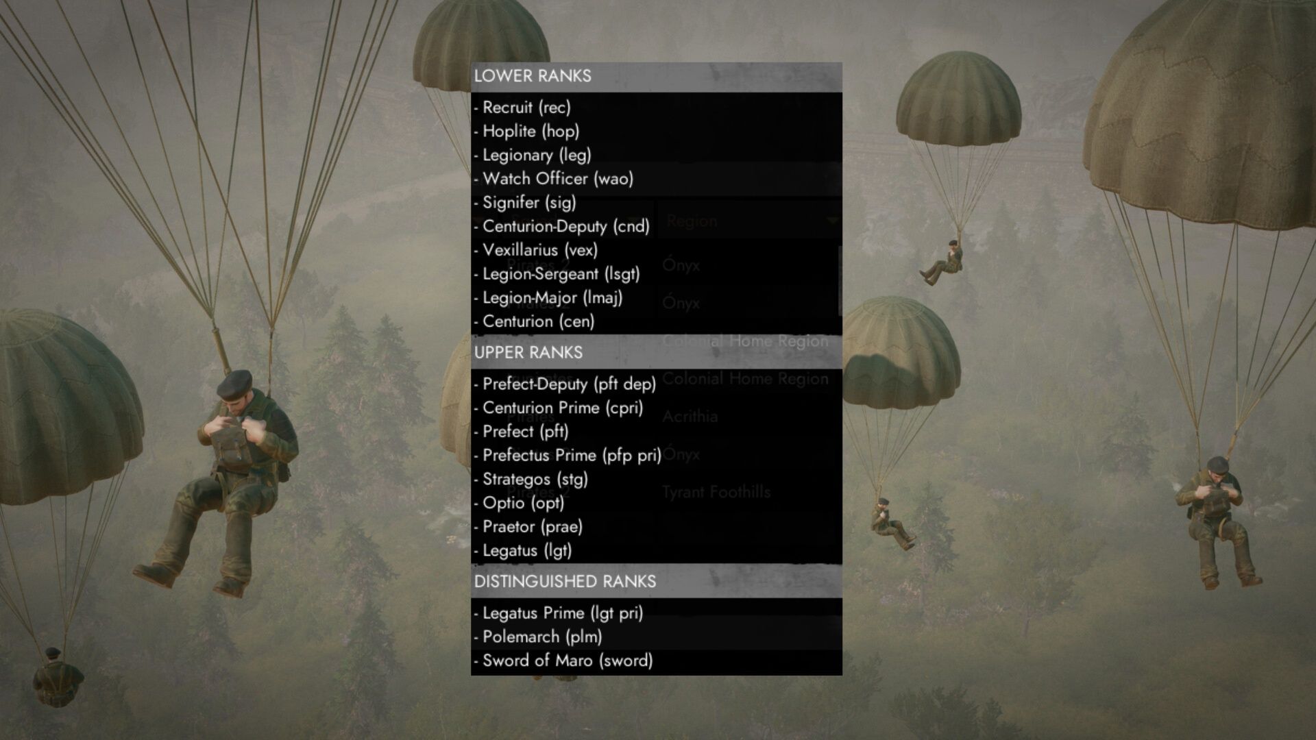 What are all the ranks in Foxhole?