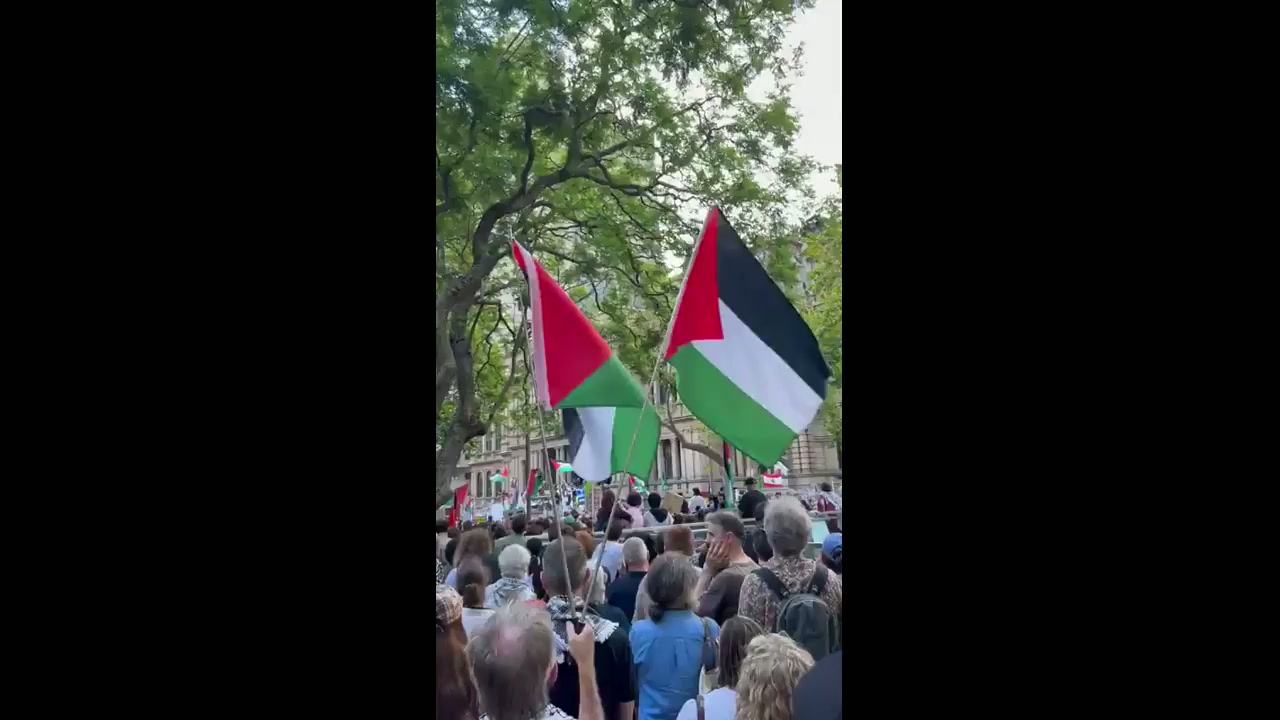Police restrict access during anti-Herzog protest at Sydney Town Hall ...