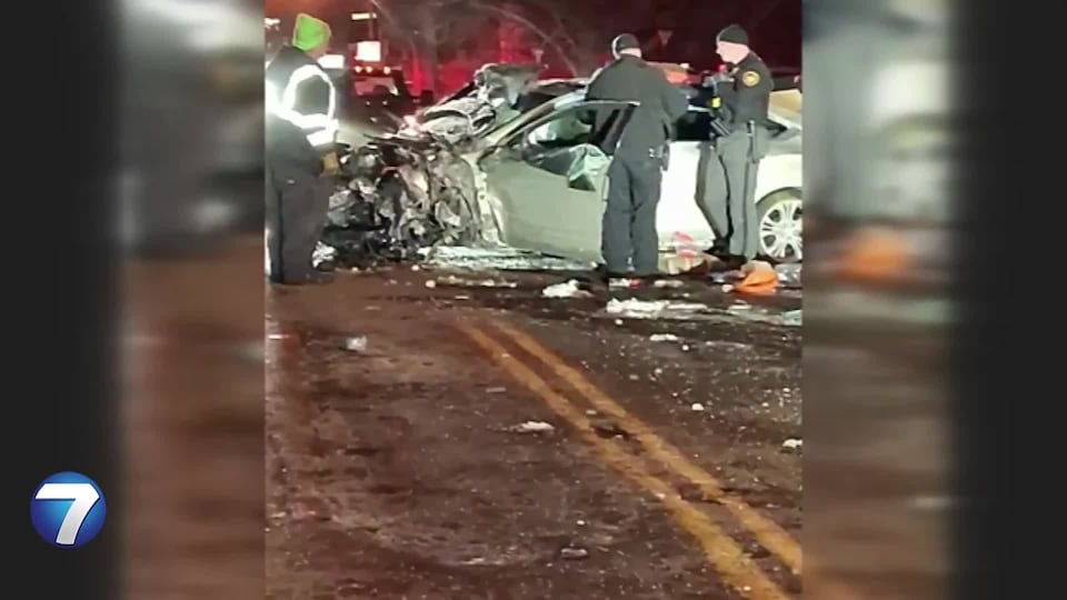 A crash was so bad that a car’s engine flew into the road