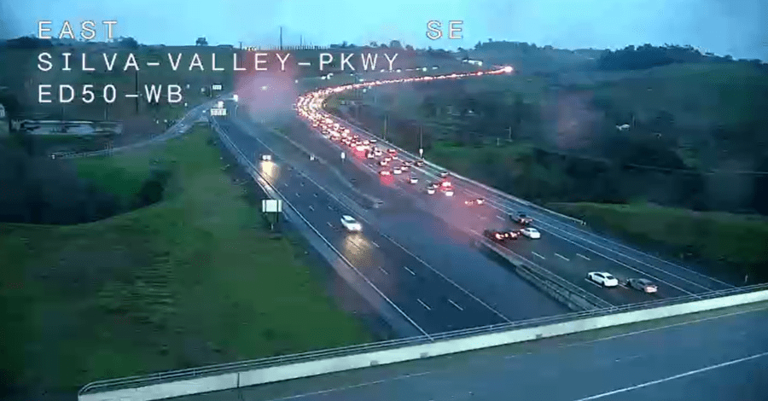 Deadly crash snarls traffic on Highway 50 near Bass Lake Road