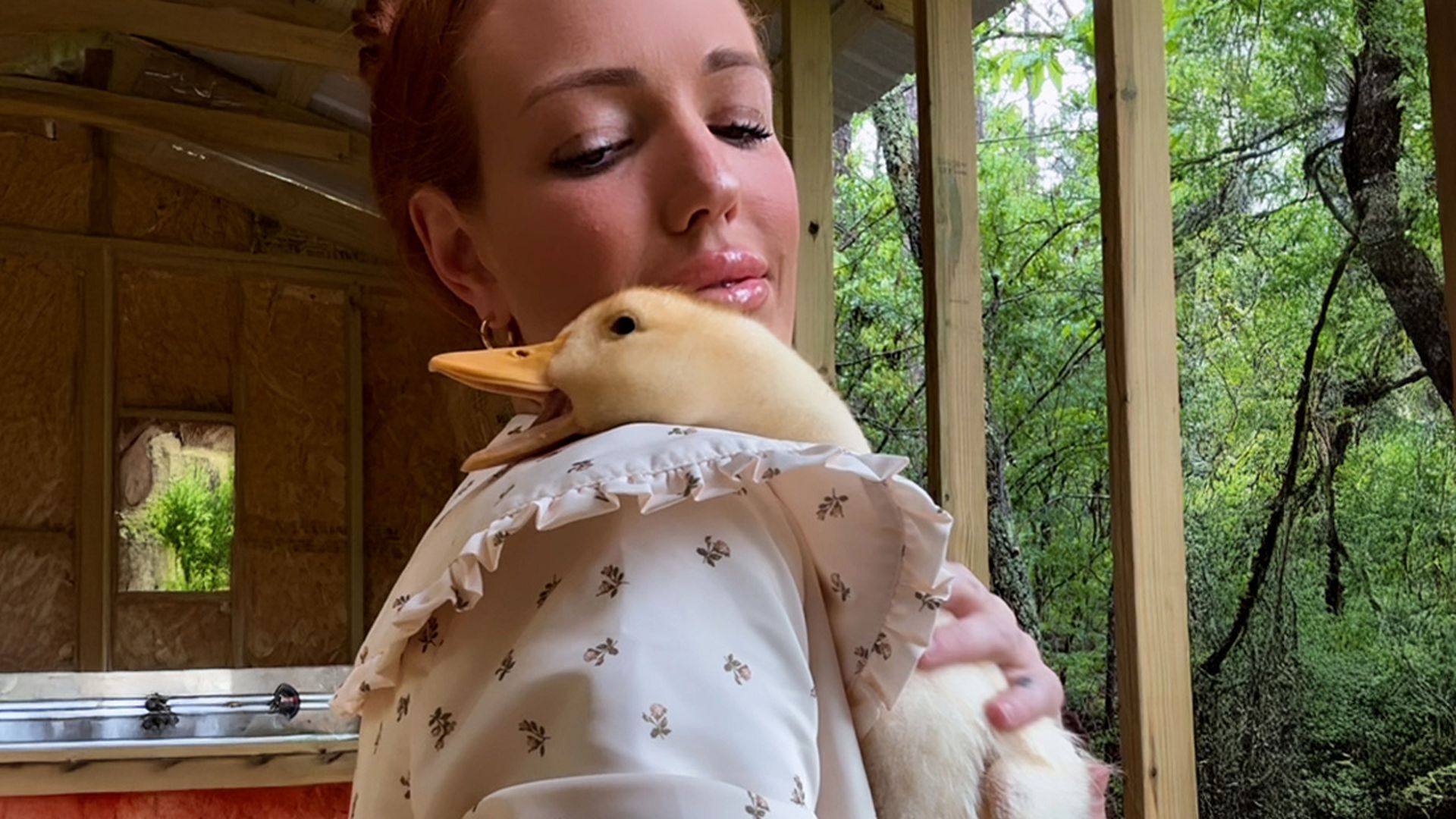 Duck is obsessed with cuddling mom