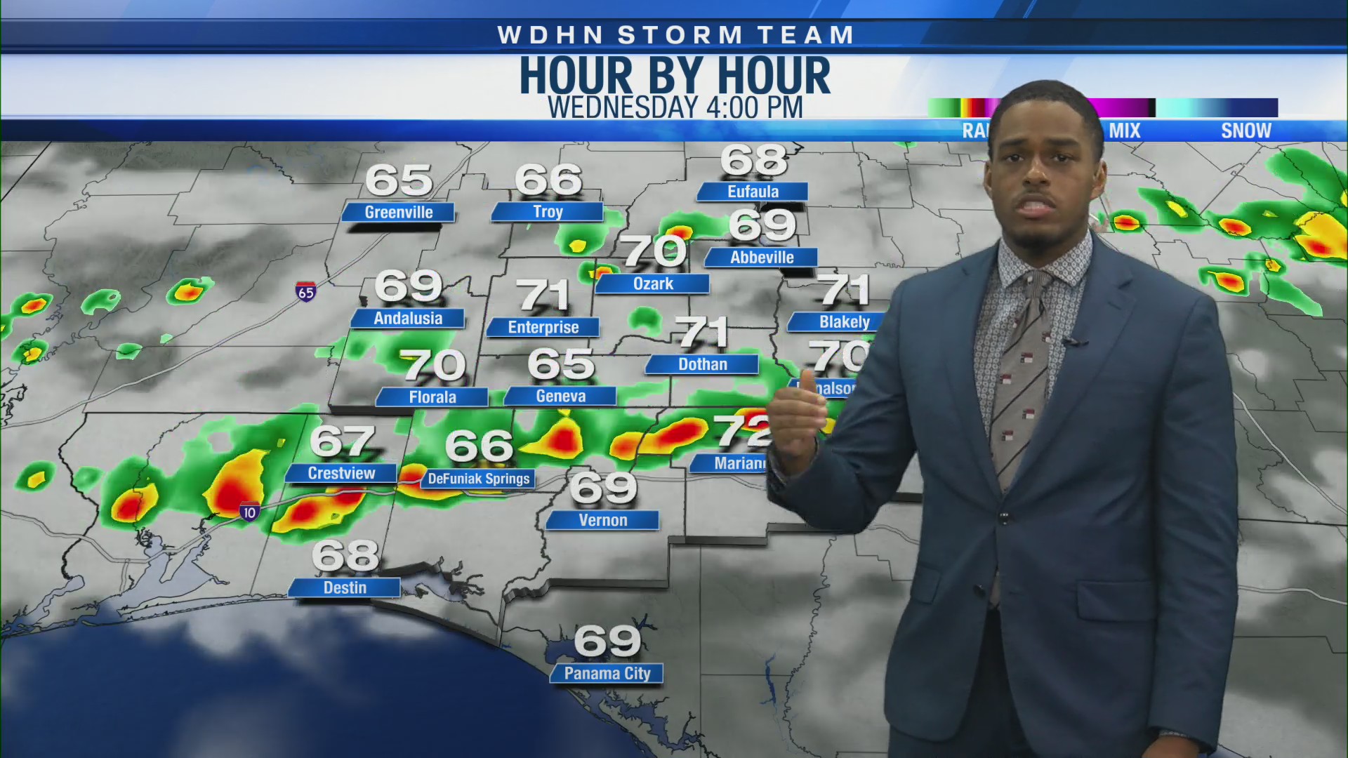 Isolated showers possible as front moves through Wednesday