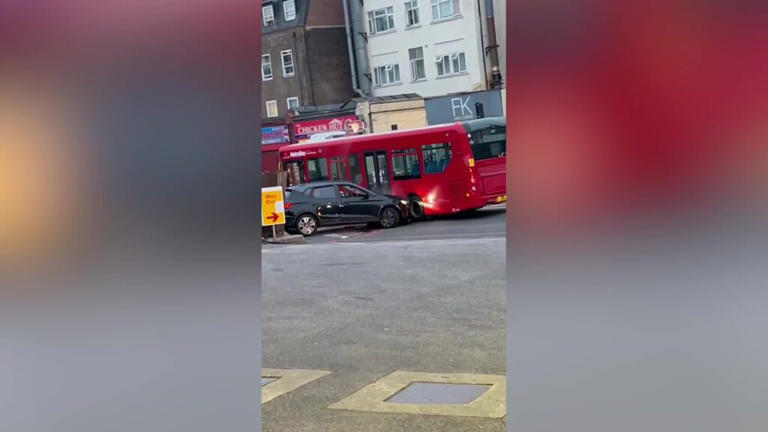 Drunk driver rams into fence and bus in road rage