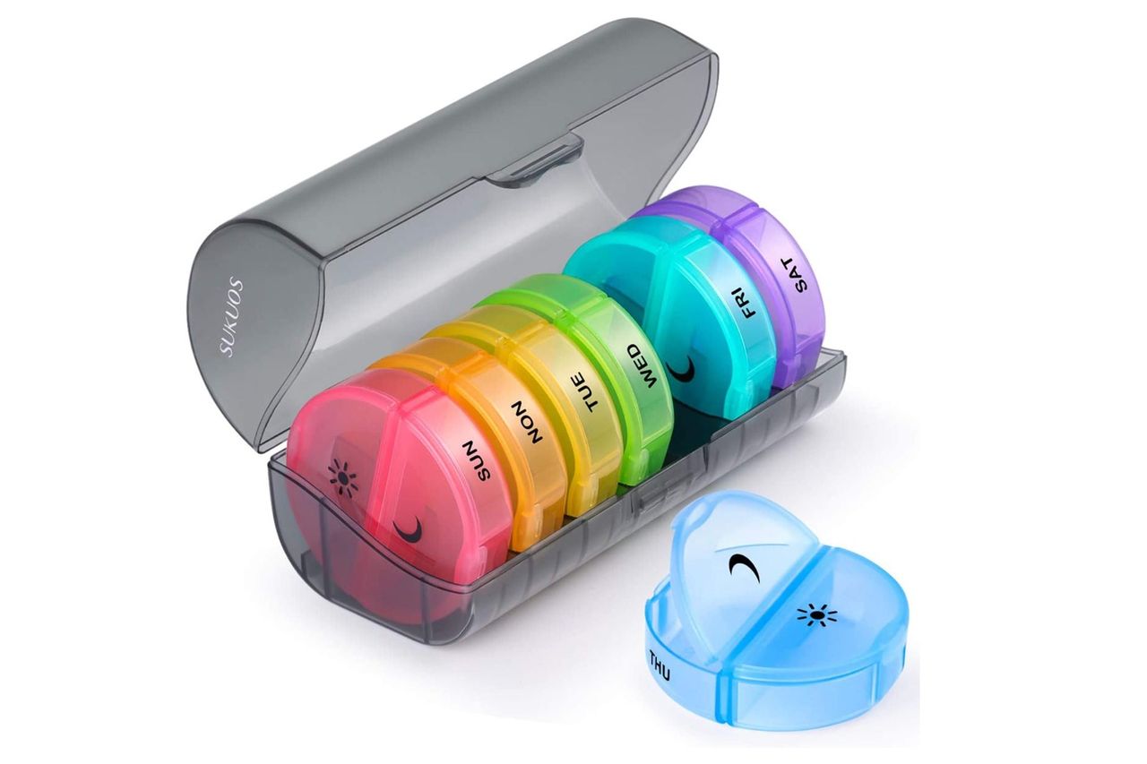 sukuos large weekly pill organizer 2 times