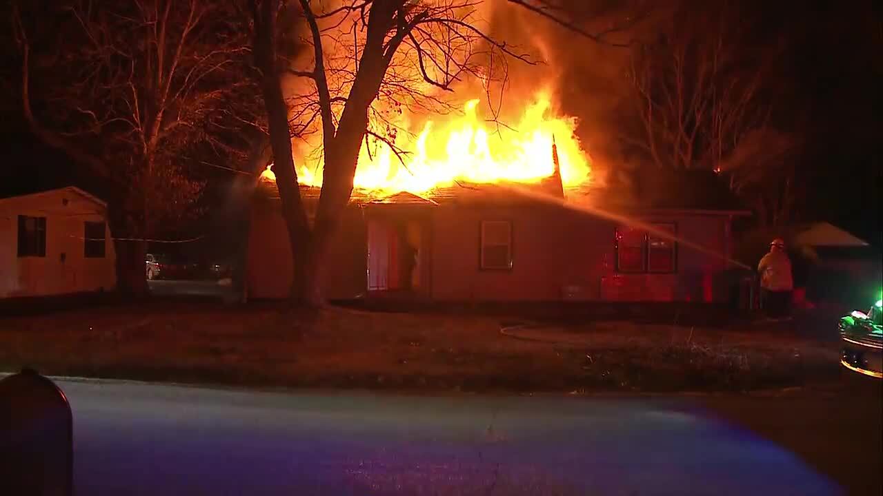Crews work fire in Cahokia Heights Wednesday morning