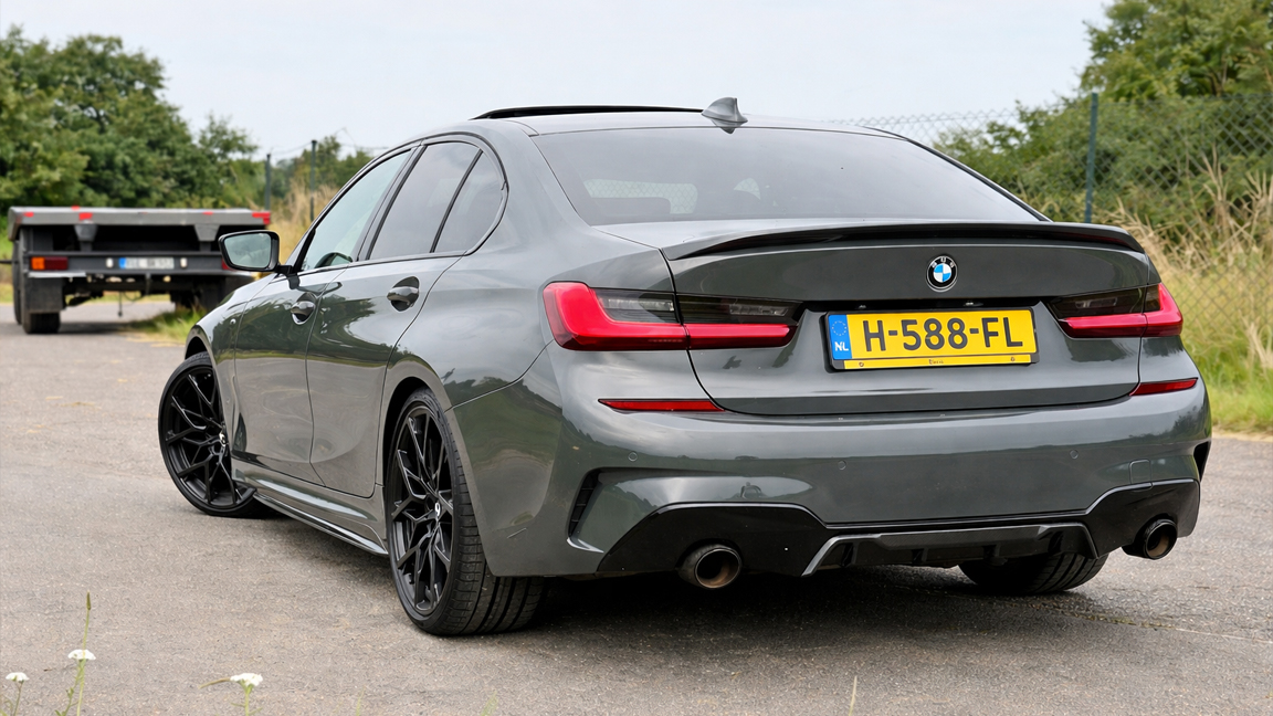 Modified BMW 330i driving on Autobahn