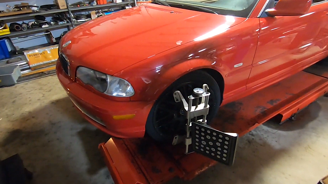 Classic BMW receives professional wheel alignment