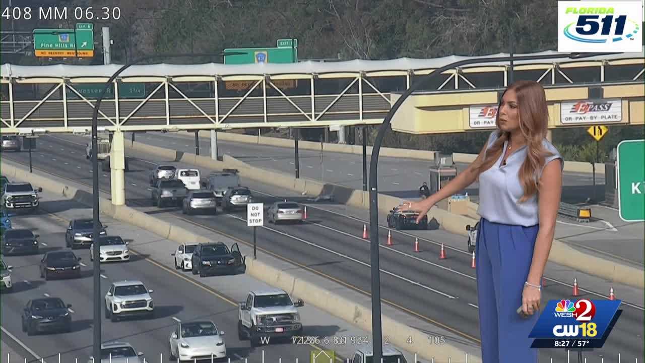 Toll camera falls on SR-408 in Orlando after dump truck hit it