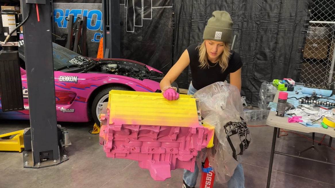 Customizing a classic car’s engine with new color