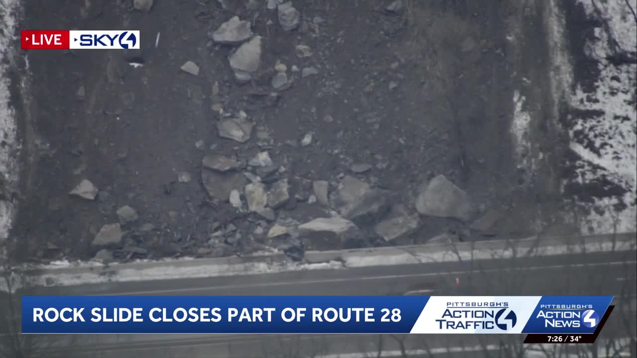Rock slide closes part of Route 28