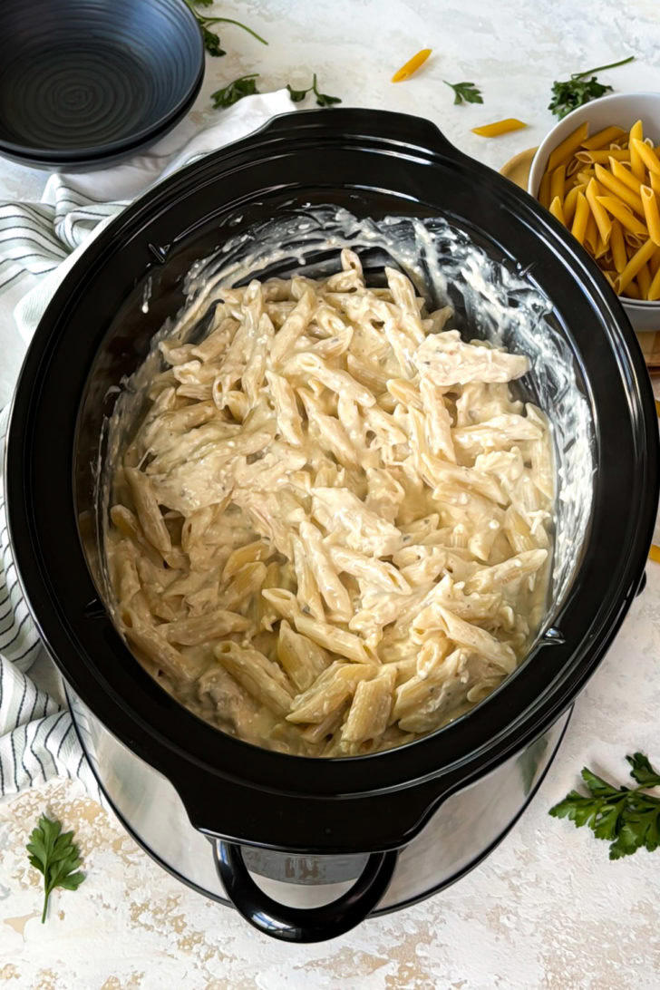 Crockpot Italian chicken pasta