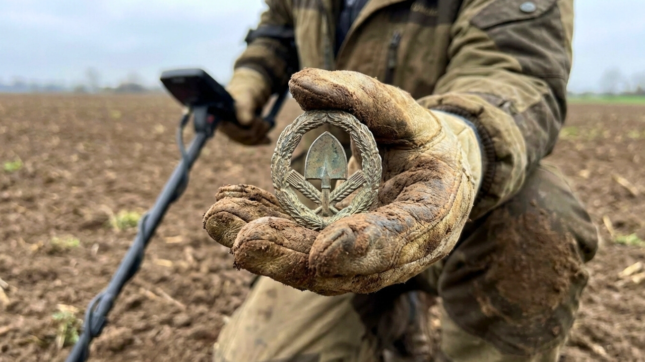 Wehrmacht barracks dump reveals RAD cap badge name tag and silver ring