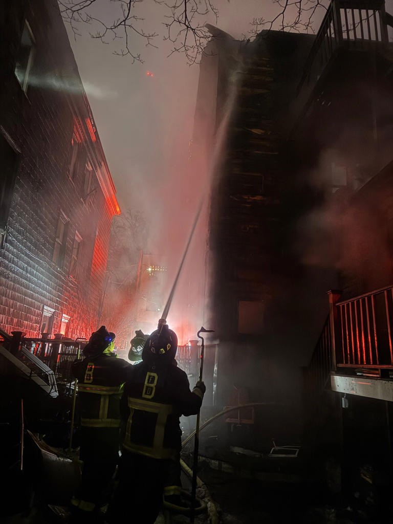 Ceiling collapses, Boston firefighters injured while battling raging ...