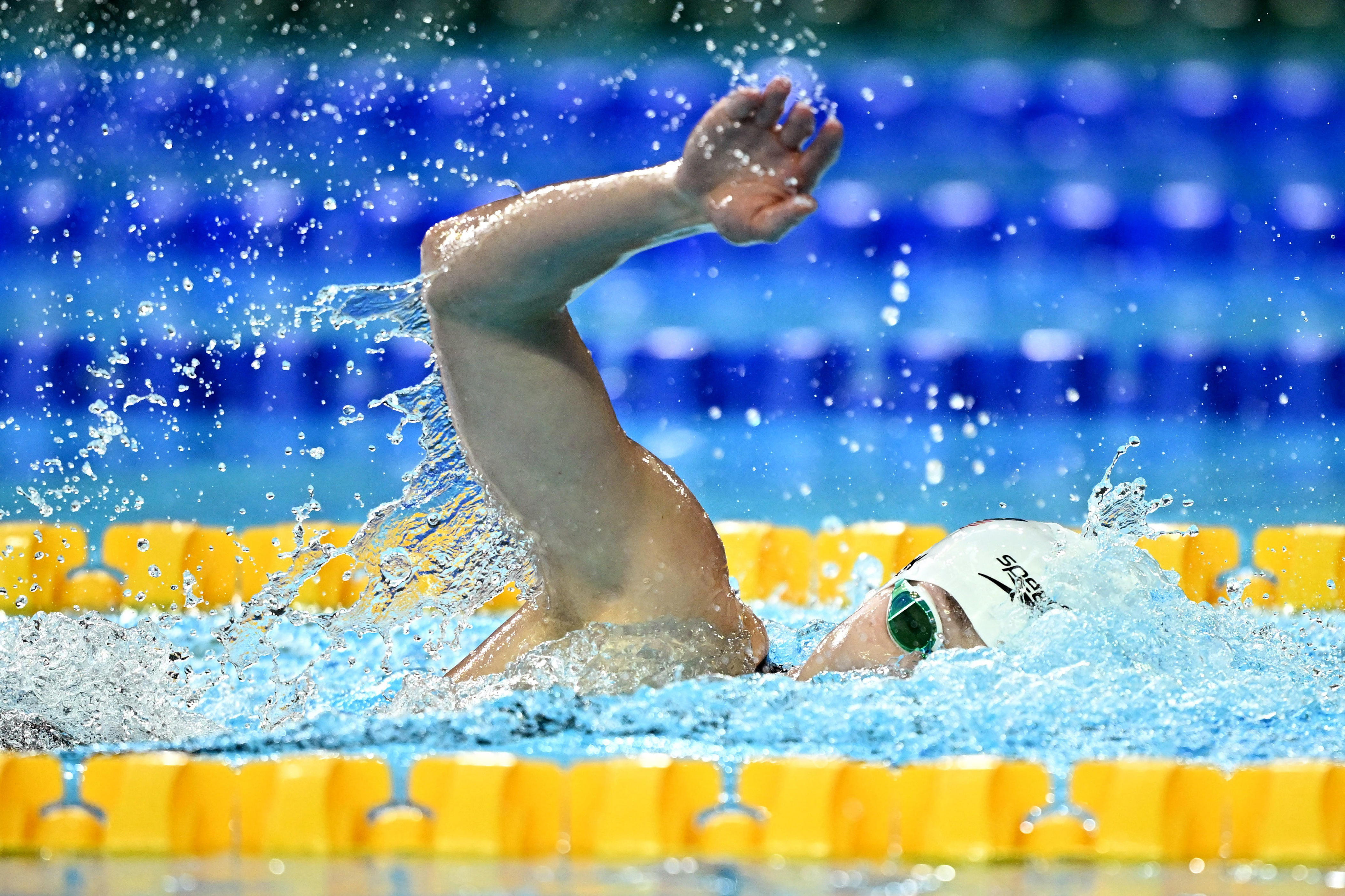 Camille Spink wins third consecutive gold medal in 50-meter freestyle<br>