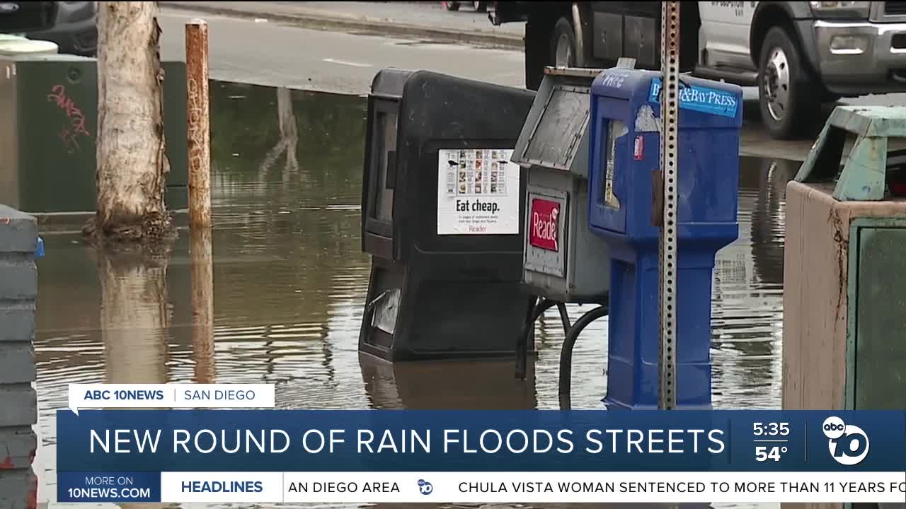 New round of rain floods some San Diego streets
