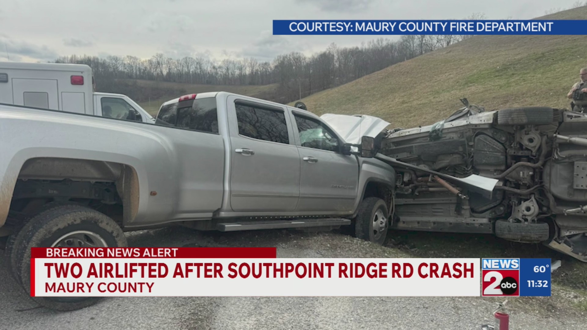 2 flown to hospital after crash in Maury County