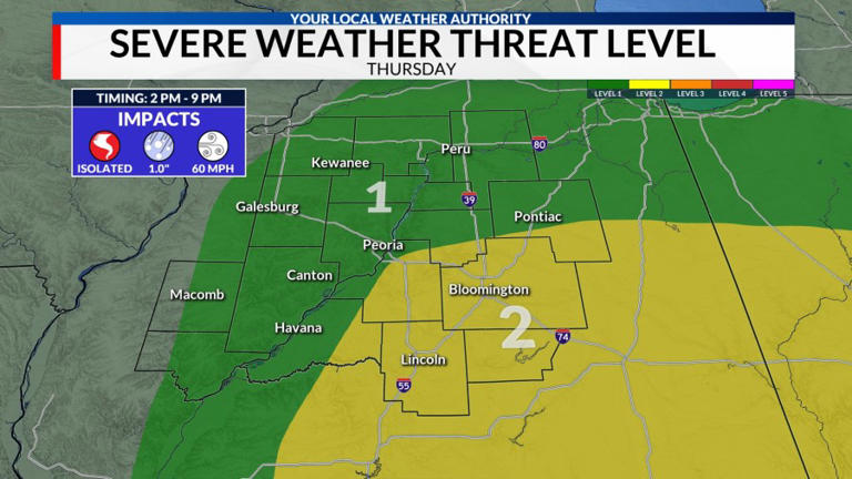 Strong to severe storms possible Thursday afternoon and evening