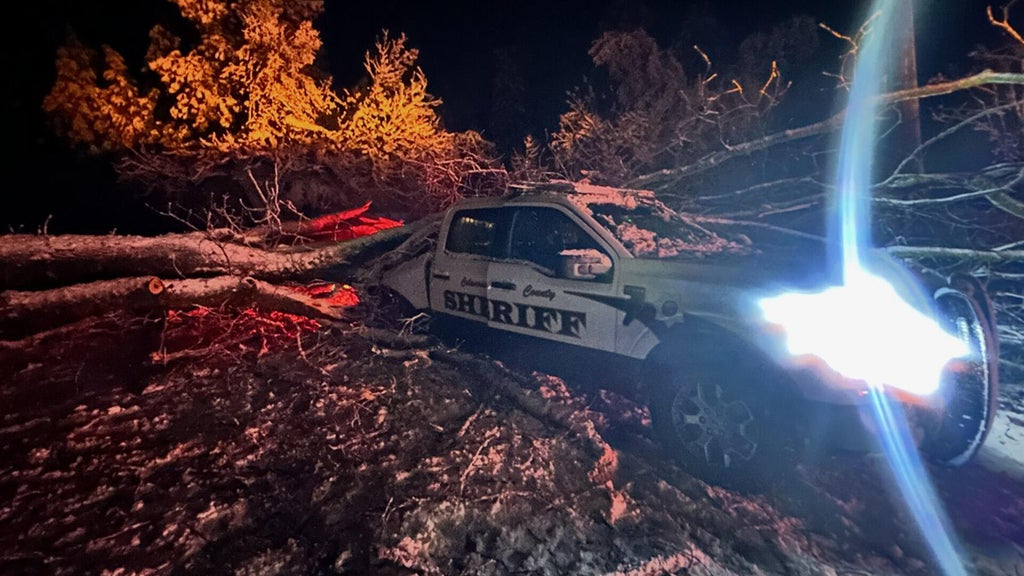 Calaveras County sheriff patrol vehicle smashed by falling tree during ...