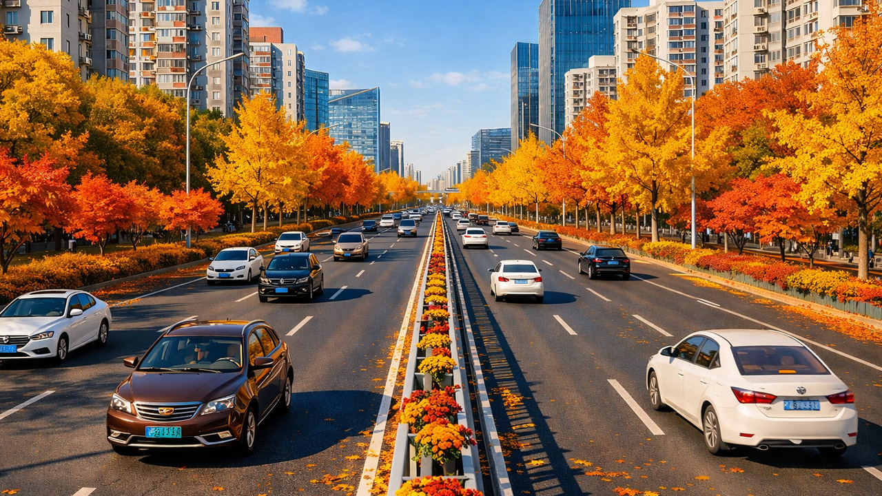 How beautiful are the roads in western China during autumn?