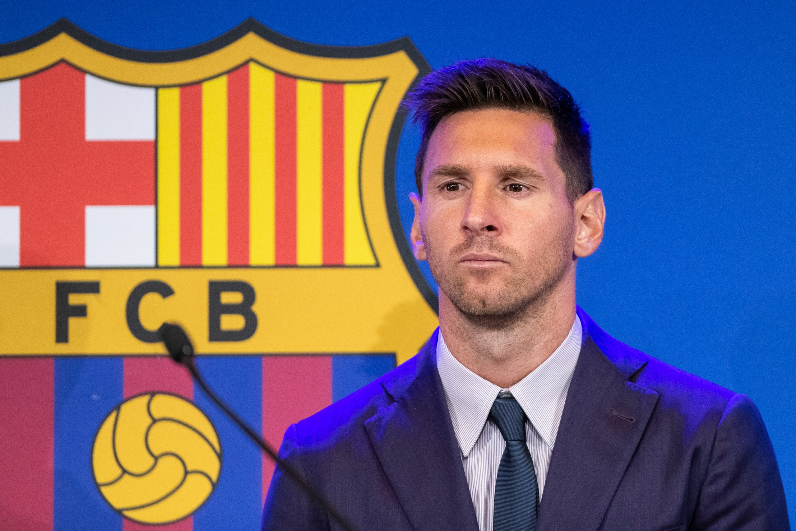 El candidato presidencial del Barcelona usa una pancarta de Messi en su campaña
