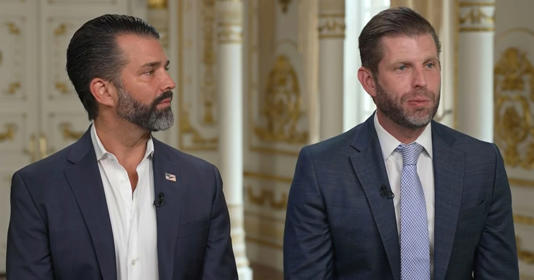 Donald Trump Jr. (L) and Eric Trump speaking on Squawk on the Street on Feb. 18, 2026.