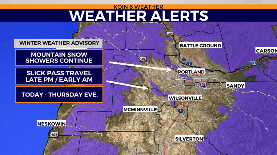 Winter weather advisory issued Portland’s West Hills, higher elevations ...