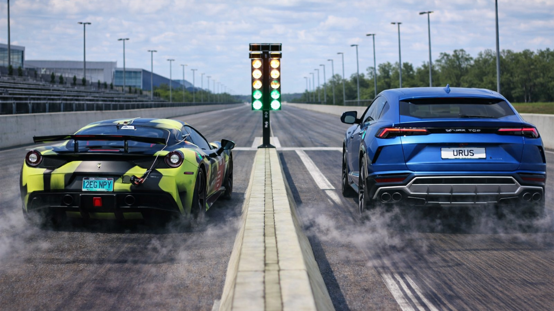 Ferrari 458 Speciale vs Lamborghini Urus drag race