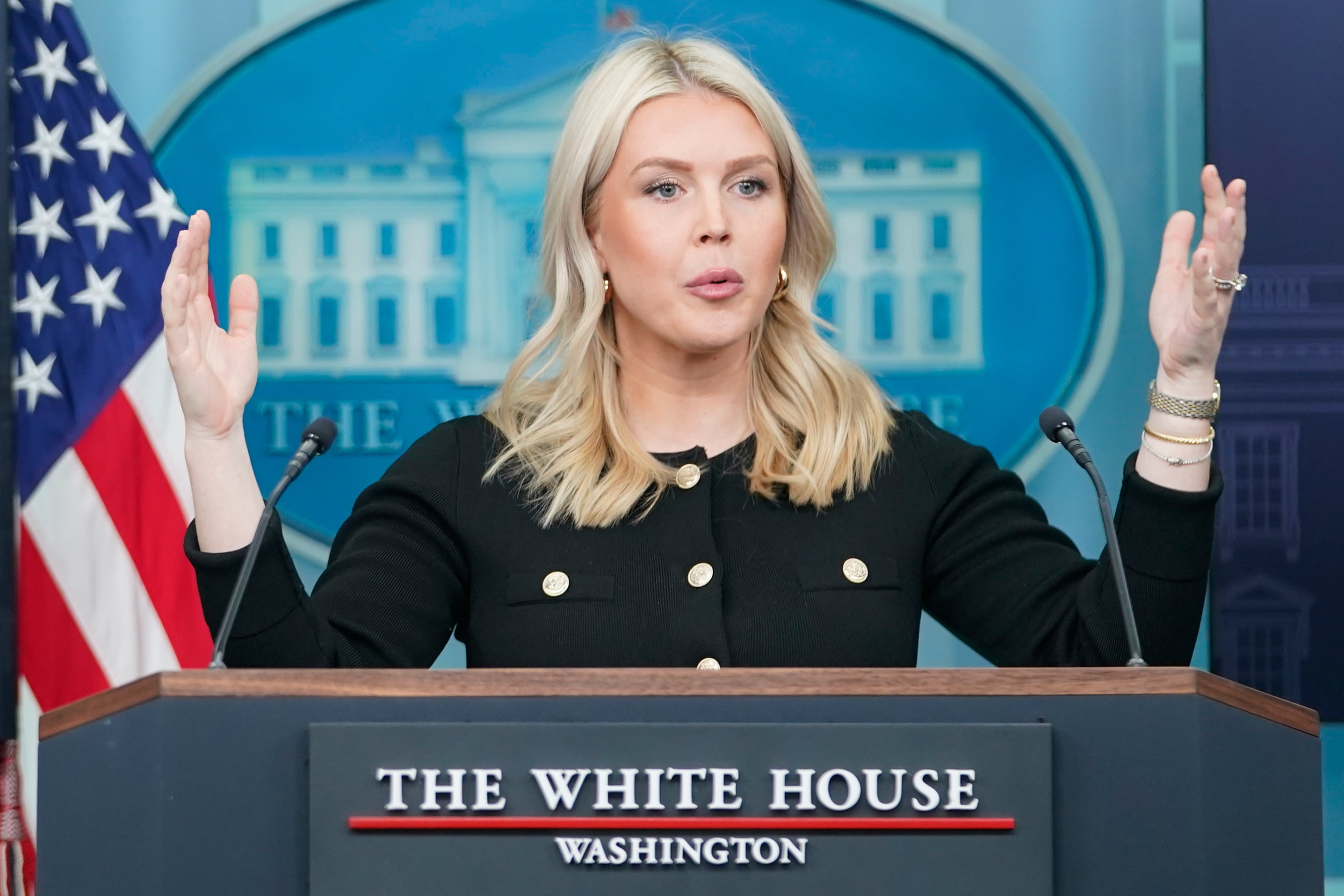 Karoline Leavitt en La Casa Blanca, este miércoles.