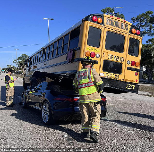 Horrific video shows sports car get lodged underneath bus... and ...
