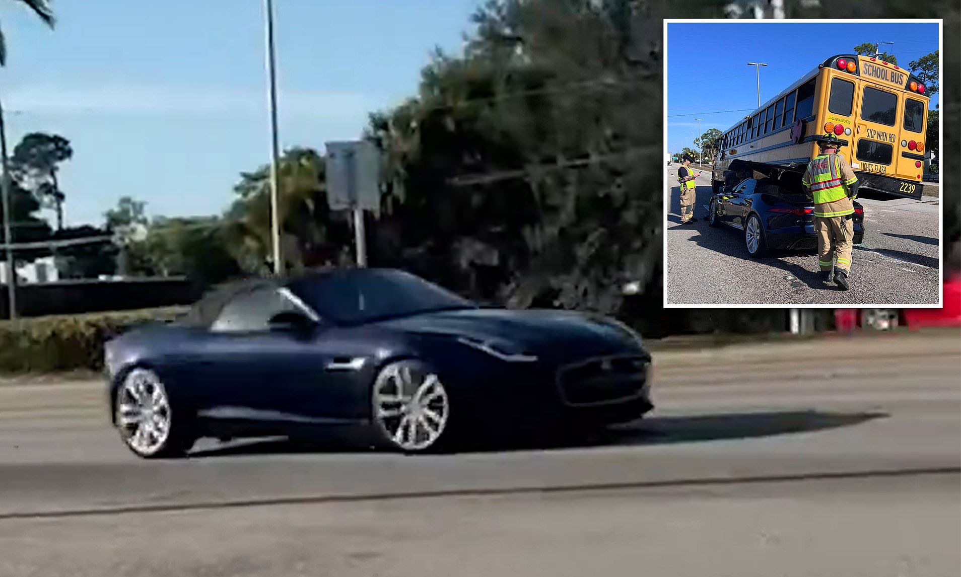 Horrific video shows sports car get lodged underneath bus... and ...