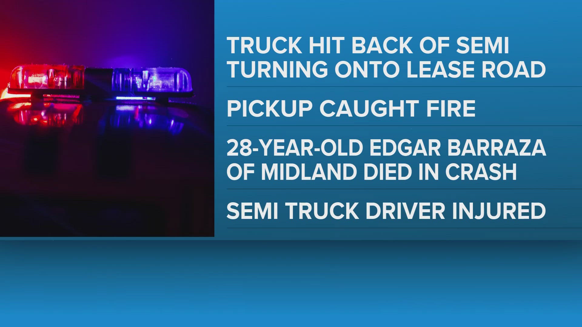 1 killed, 1 injured in fiery two-vehicle crash in Glasscock County
