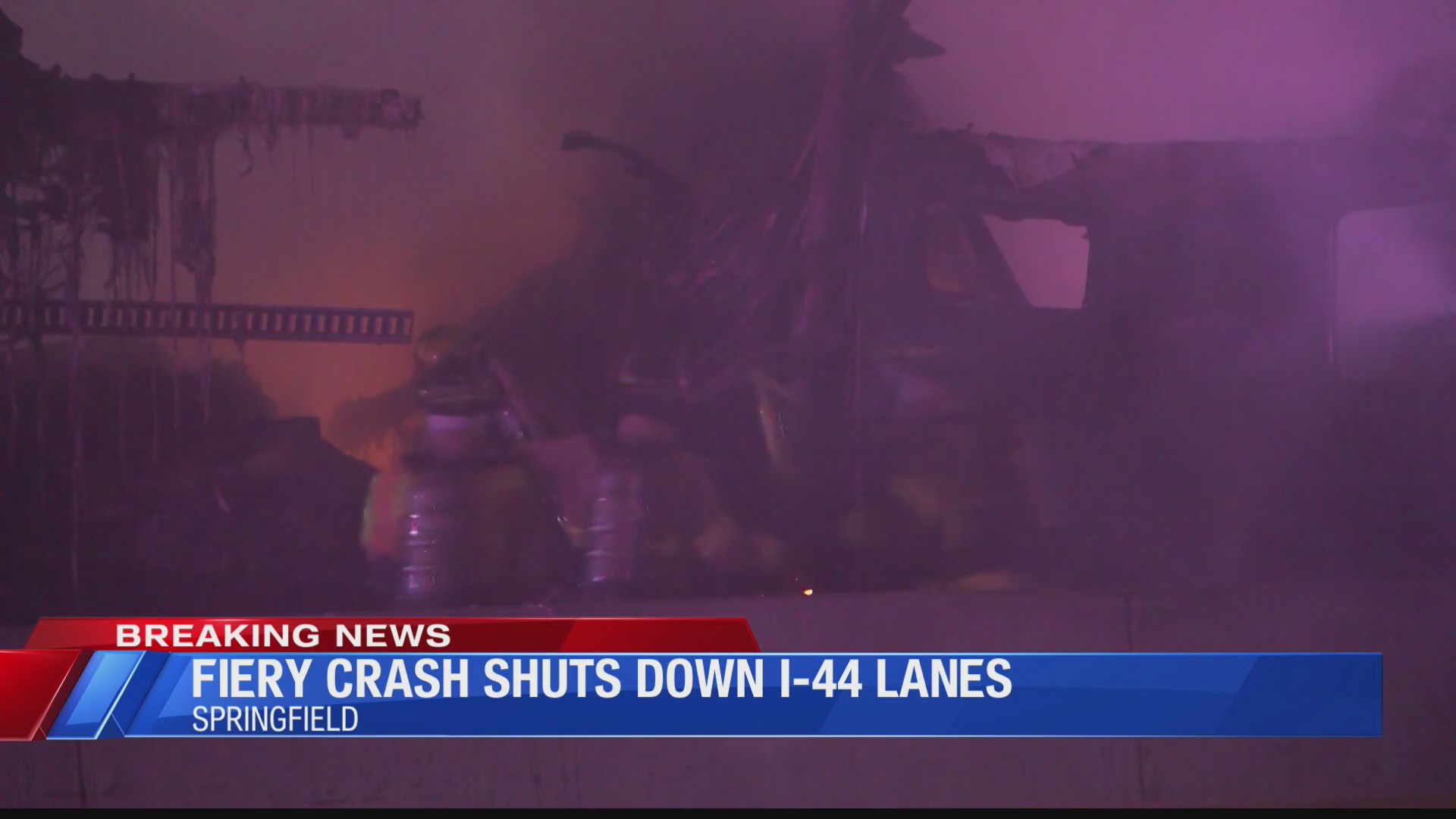 Fiery semi crash shuts down lanes on I-44 near US 65 in Springfield