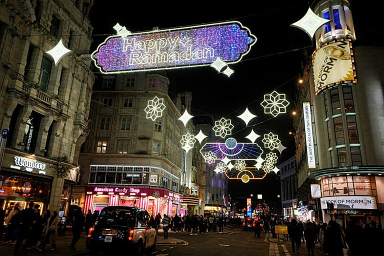 Ramadan lights at Piccadilly Circus in London in 2024 Copyright 2024 The Associated Press. All rights reserved
