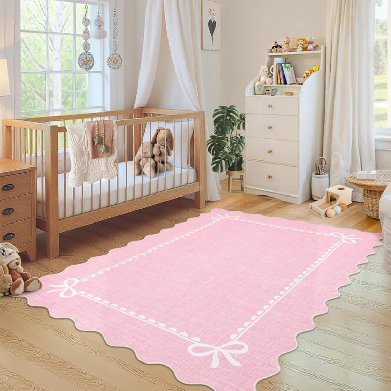 Get the trendy GarveeHome scalloped bow rug for $40 in 9 colors at ...