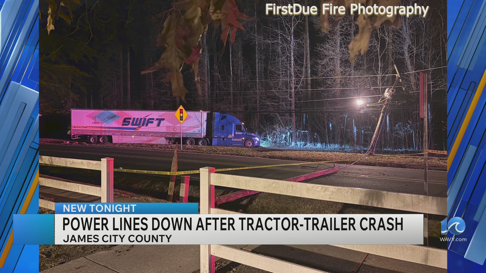 Tractor-trailer crashes in James City County