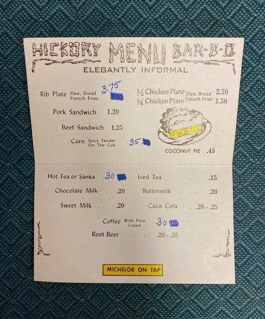 Vintage menus from SW Florida restaurants complete with grease stains