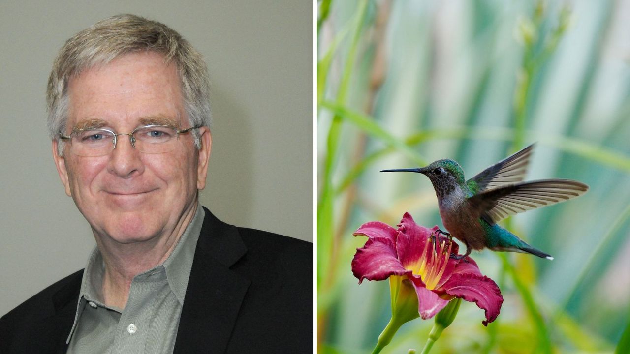 Rick Steves uses this stunning glass feeder to attract hummingbirds